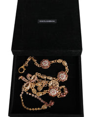 Dolce & Gabbana Gold Tone Brass Crystal Embellished Waist Chain Belt - Retail Flare