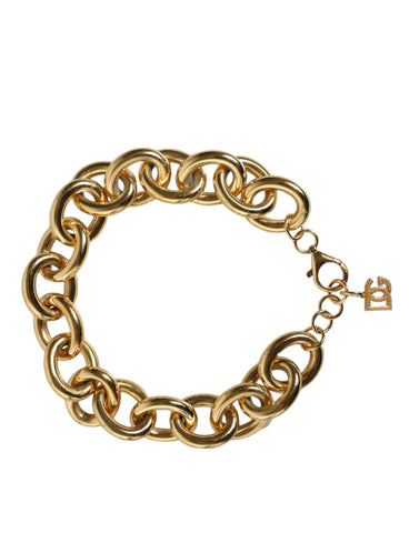 Dolce & Gabbana Gold Tone Brass Maxi Chain Lobster Clasp Logo Bracelet - Retail Flare