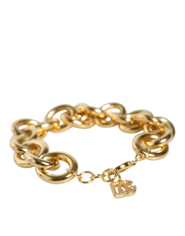 Dolce & Gabbana Gold Tone Brass Maxi Chain Lobster Clasp Logo Bracelet - Retail Flare