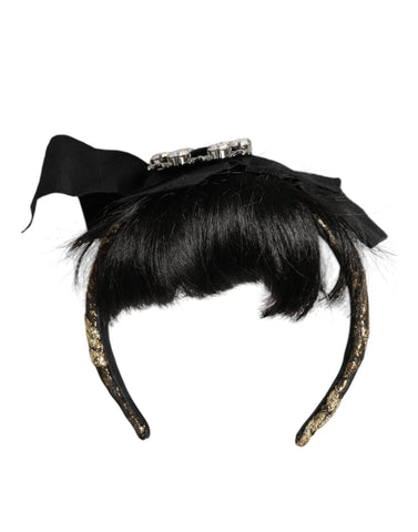 Dolce & Gabbana Black Hair Parrucchiera Crystal Headband Diadem - Retail Flare