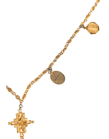 Dolce & Gabbana Gold Tone Brass Chain Religious Cross Pendant Necklace - Retail Flare