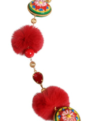 Dolce & Gabbana Gold Brass Red Fur Crystal Waist Torero Belt - Retail Flare