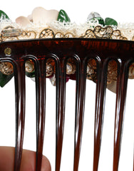 Dolce & Gabbana Brown Plastic Crystal Floral Women Hair Comb - Retail Flare