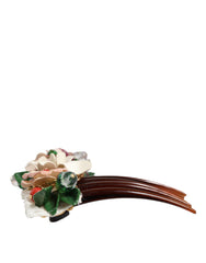 Dolce & Gabbana Brown Plastic Crystal Floral Women Hair Comb - Retail Flare