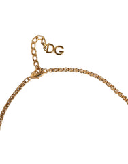 Dolce & Gabbana Gold Brass Leopard Flower Embellished Statement Necklace - Retail Flare