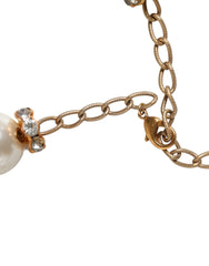 Dolce & Gabbana White Maxi Faux Pearl Beads Crystals Gold Chain Necklace - Retail Flare