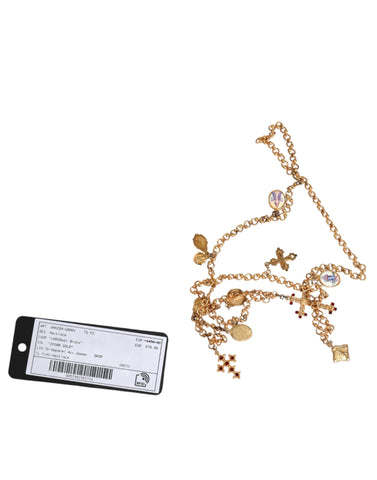 Dolce & Gabbana Gold Tone Brass Chain Religious Cross Pendant Necklace - Retail Flare