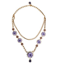 Dolce & Gabbana Gold Tone Floral Crystals Embellished Layered Necklace - Retail Flare