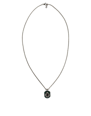 Dolce & Gabbana Sterling Silver 925 Chain Bar Gem Pendant Logo Necklace - Retail Flare