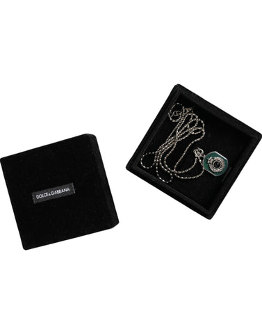 Dolce & Gabbana Sterling Silver 925 Chain Bar Gem Pendant Logo Necklace - Retail Flare