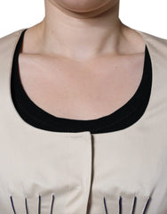 Valentino Beige Cotton Long Sleeves Round Neck Blazer Jacket - Retail Flare