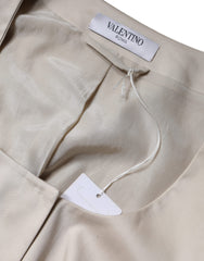 Valentino Beige Cotton Long Sleeves Round Neck Blazer Jacket - Retail Flare