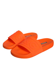 Dolce & Gabbana Orange Rubber Slides Sandals Beachwear Shoes - Retail Flare