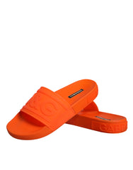 Dolce & Gabbana Orange Rubber Slides Sandals Beachwear Shoes - Retail Flare