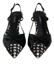 Dolce & Gabbana Black Leather Houndstooth Slingback Shoes Dolce & Gabbana Retail Flare