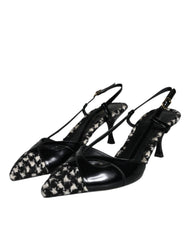 Dolce & Gabbana Black Leather Houndstooth Slingback Shoes Dolce & Gabbana Retail Flare