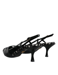 Dolce & Gabbana Black Leather Houndstooth Slingback Shoes Dolce & Gabbana Retail Flare