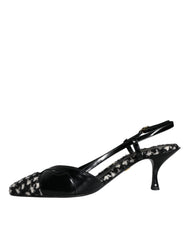 Dolce & Gabbana Black Leather Houndstooth Slingback Shoes Dolce & Gabbana Retail Flare