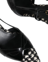 Dolce & Gabbana Black Leather Houndstooth Slingback Shoes Dolce & Gabbana Retail Flare