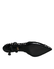 Dolce & Gabbana Black Leather Houndstooth Slingback Shoes Dolce & Gabbana Retail Flare