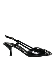 Dolce & Gabbana Black Leather Houndstooth Slingback Shoes Dolce & Gabbana Retail Flare