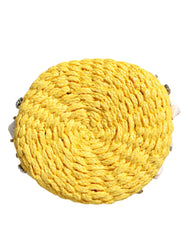 Dolce & Gabbana Beige Yellow Rafia Seashells Crystal Bucket Bag - Retail Flare