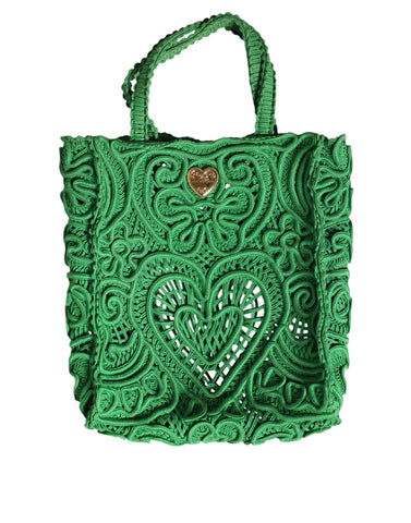 Dolce & Gabbana Green Small Cordonetto Lace Beatrice Tote Bag - Retail Flare