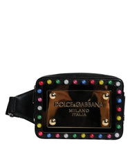 Dolce & Gabbana Black Leather LED Logo Belt Waist Fanny Pack Bag - Retail Flare