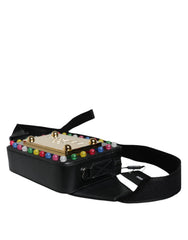 Dolce & Gabbana Black Leather LED Logo Belt Waist Fanny Pack Bag - Retail Flare
