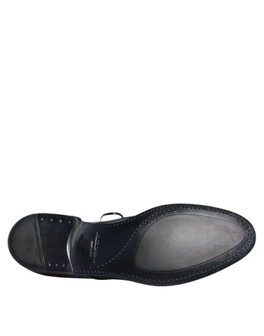 Dolce & Gabbana Navy Blue Leather Derby Dress Formal Shoes - Retail Flare