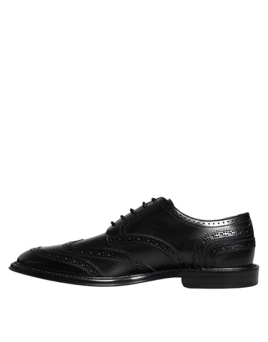 Dolce & Gabbana Black Leather Oxford Wingtip Formal Shoes - Retail Flare