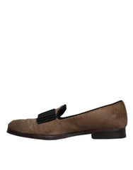 Dolce & Gabbana Brown Calf Hair Leather Loafers Formal Dress Shoes - Retail Flare