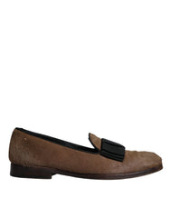 Dolce & Gabbana Brown Calf Hair Leather Loafers Formal Dress Shoes - Retail Flare