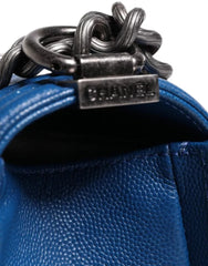 Chanel Blue Lambskin Double Chain Leather Medium Shoulder Bag - Retail Flare