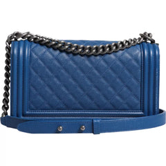 Chanel Blue Lambskin Double Chain Leather Medium Shoulder Bag - Retail Flare
