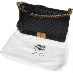 Chanel Black Large Lambskin Double Chain Gold Leather Shoulder Bag - Retail Flare