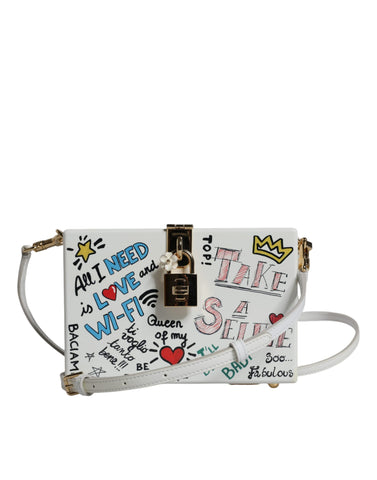 Dolce & Gabbana White Graffiti Print Clutch Crossbody Bag - Retail Flare