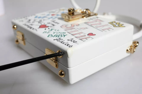 Dolce & Gabbana White Graffiti Print Clutch Crossbody Bag - Retail Flare