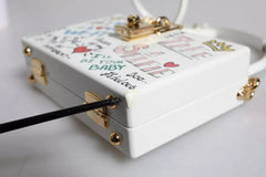 Dolce & Gabbana White Graffiti Print Clutch Crossbody Bag - Retail Flare
