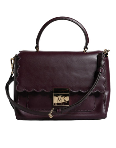 Michael Kors Purple Leather Logo Plaque Crossbody MINDY Satchel Bag - Retail Flare
