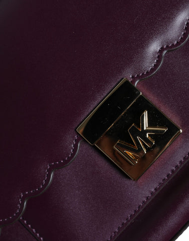 Michael Kors Purple Leather Logo Plaque Crossbody MINDY Satchel Bag - Retail Flare