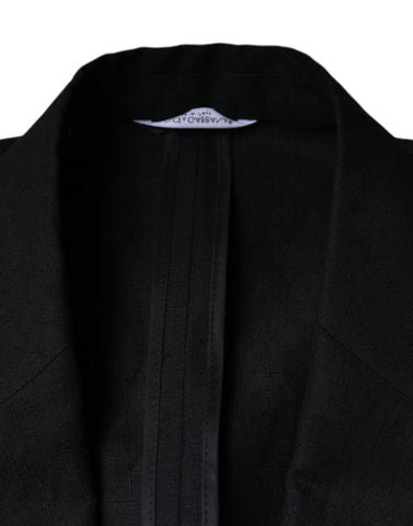 Dolce & Gabbana Black Linen Double Breasted Dress Blazer - Retail Flare