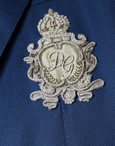 Dolce & Gabbana Blue Wool Logo Single Breasted Coat Blazer - Retail Flare