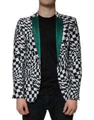 John Richmond Black White Checkered Crystal Single Breasted Blazer - Retail Flare
