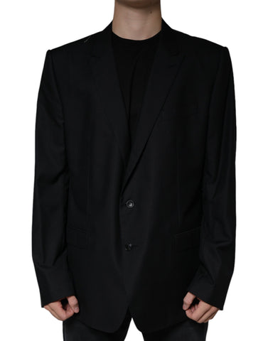 Dolce & Gabbana Black Wool Single Breasted Men Coat Blazer - Retail Flare