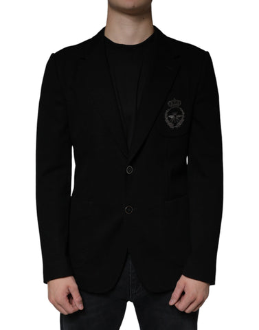 Dolce & Gabbana Black Crown Bee Single Breasted Coat Blazer - Retail Flare