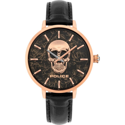 Police Black Leather Watch - Retail Flare