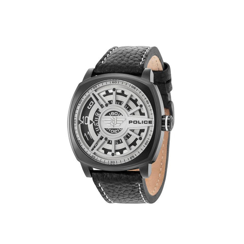 Police Black Leather Watch - Retail Flare