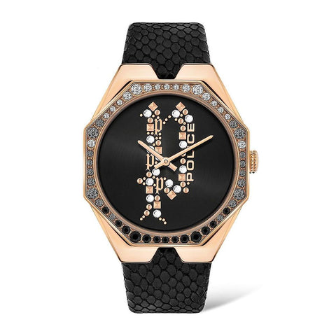Police Black Leather Watch - Retail Flare