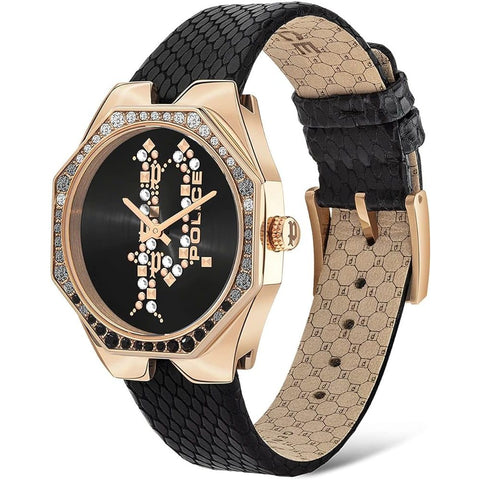 Police Black Leather Watch - Retail Flare